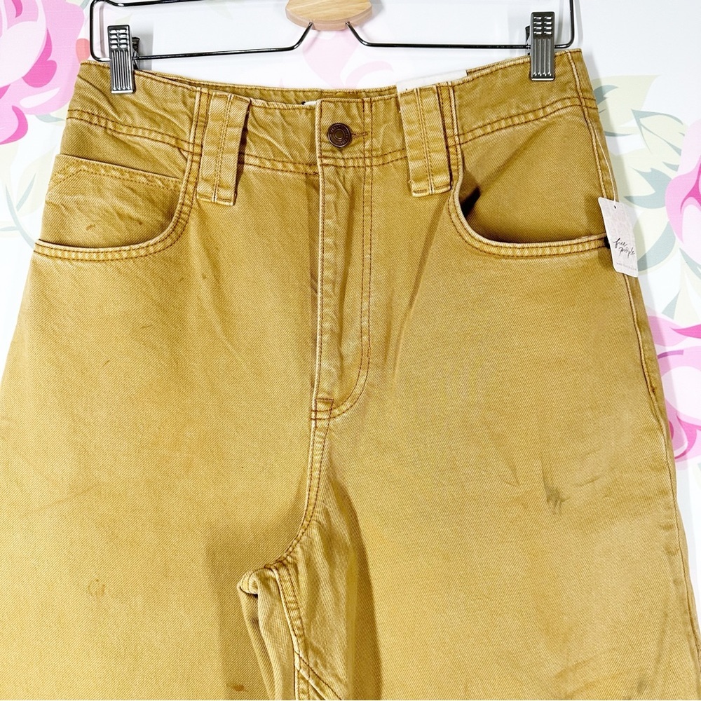 NEW Free People We The Free Chill Vibes Dropped Wide Leg Khaki Scout Jeans 26 - Picture 6 of 14